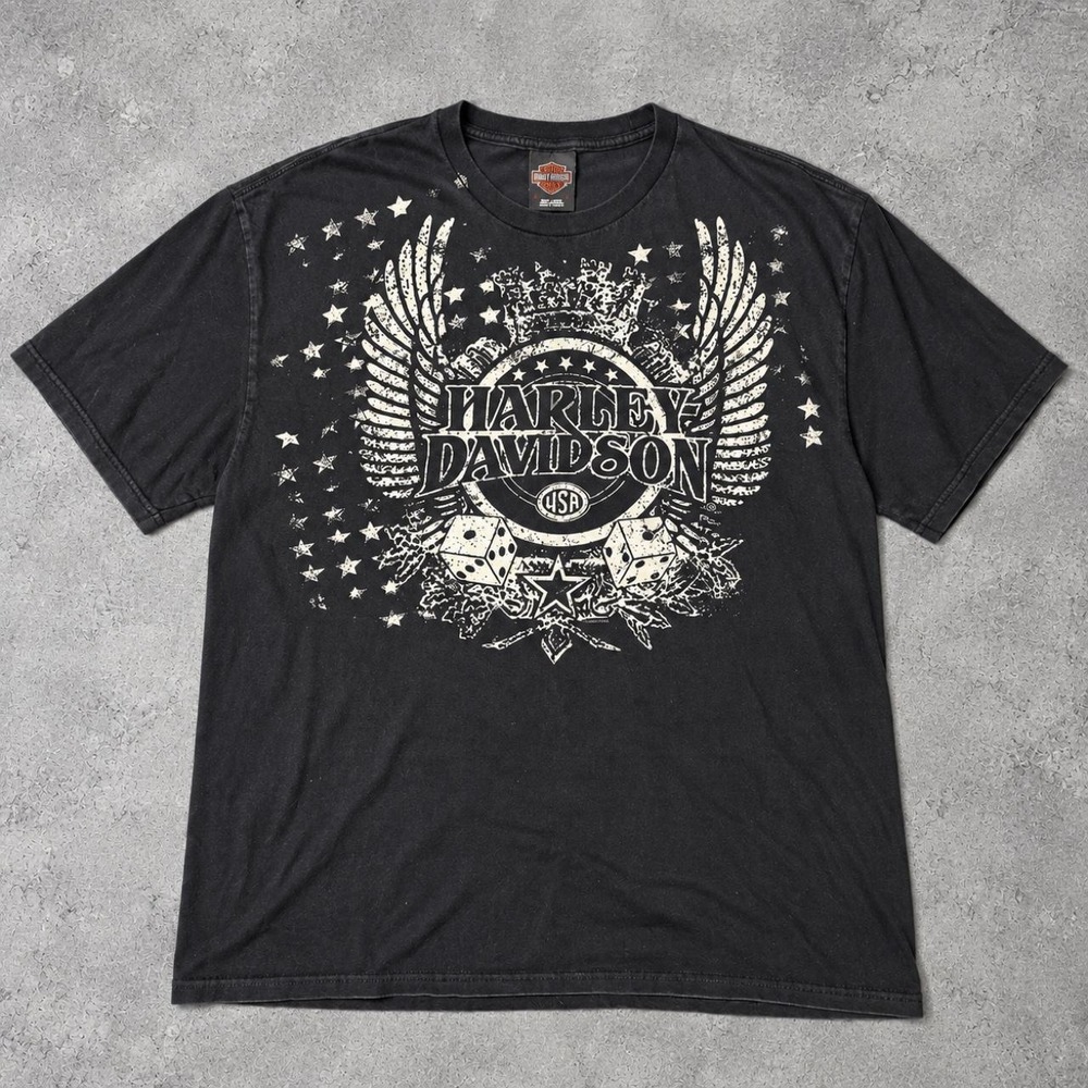 Y2K Harley-Davidson Independence Texas Graphic Tee XL Faded Black